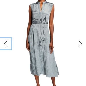 Vince Medium Crinkled Satin Midi Dress Horizon